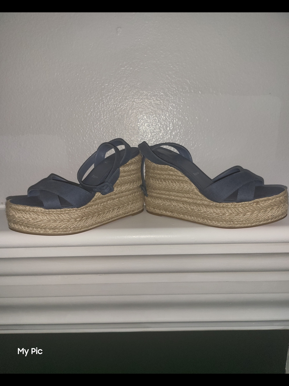 Christian Louboutin Blue Espadrille Platform Wedge Sandals
